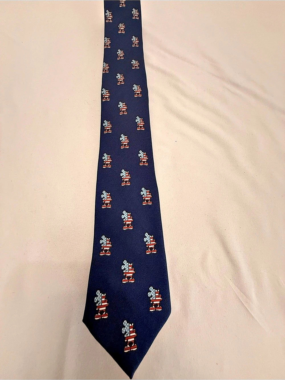 Disney Parks Patriotic Mickey Mouse Silk Tie Blue & Red